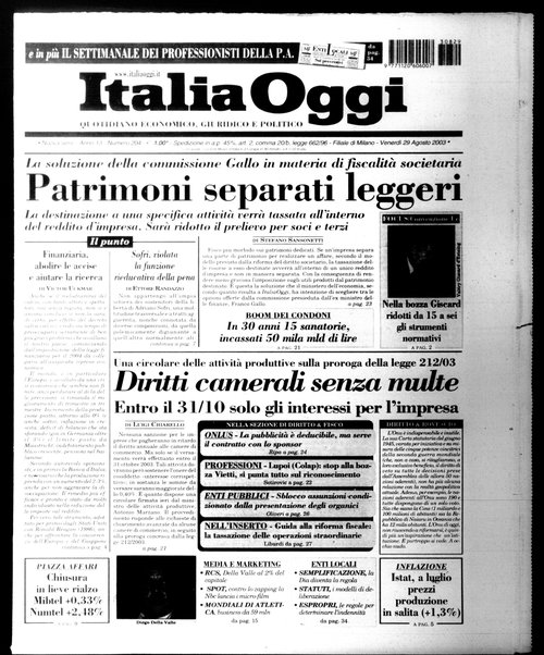 Italia oggi : quotidiano di economia finanza e politica